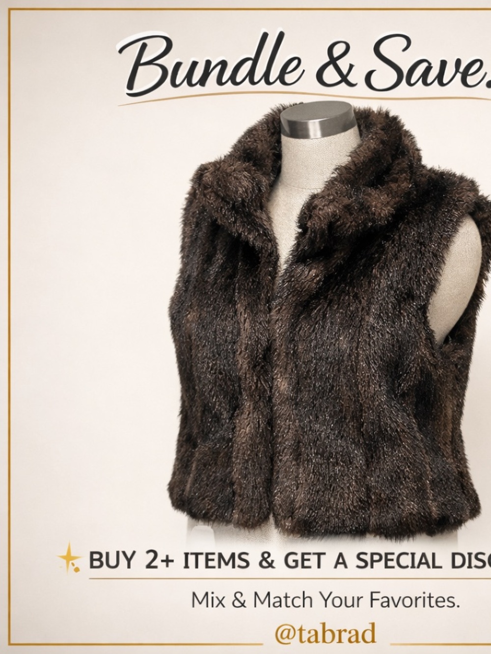 Investments Dark Brown Faux Fur Sleeveless Vest